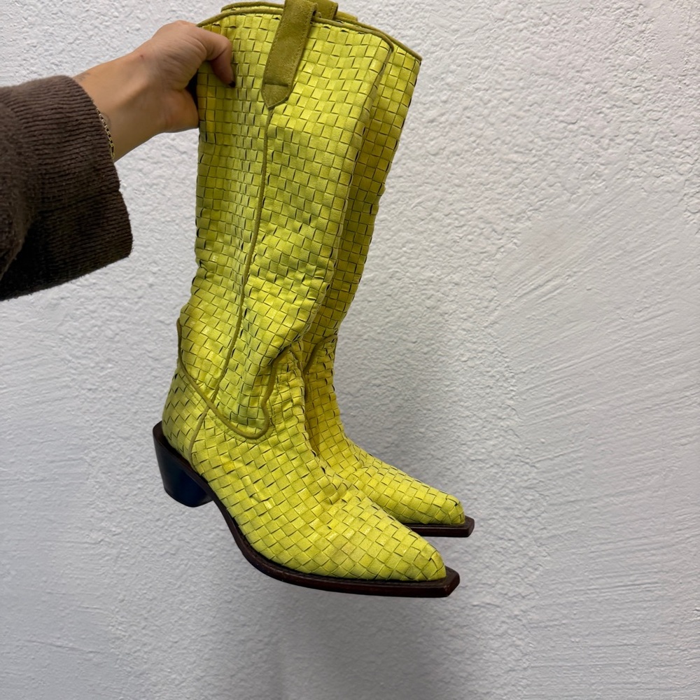 Simon Miller Yellow Woven Leather Boots